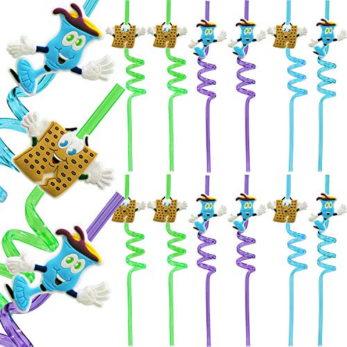 Passover Straws Matzah  and  Cup of Wine Design- Passover Toys Reuseable Passover Decor For Your Passover Seder Table -Pack of 12-