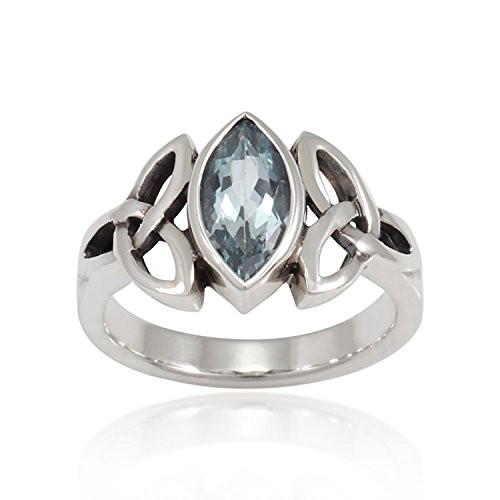 Chuvora 925 Sterling Silver Triquetra Celtic Knot 12mm Genuine Blue Topaz Band Ring - Nickel Free- Size 9 Chuvora 925 Sterling Silver Triquetra Celtic Knot 12mm Genuine Blue Topaz Band Ring - Nickel Free- Size 9