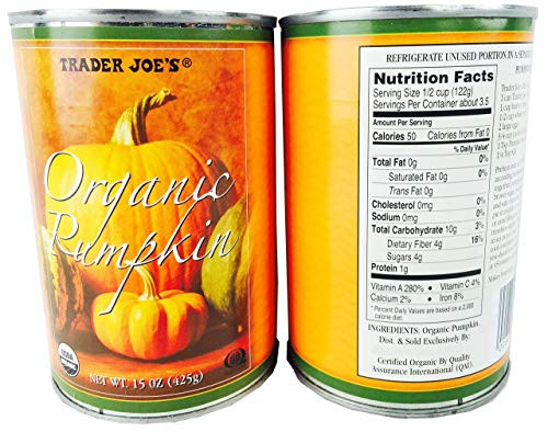 Trader Joes Organic Pumpkin - 2 Pack - Each Can 15 Oz -425g-
