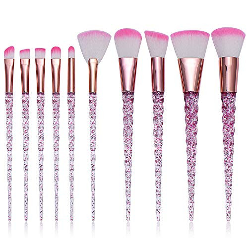 ZIYUNVER 10pcs Unicorn Makeup Brushes Sets Maquiagem Foundation Powder Cosmetic Blush Eyeshadow Women Beauty Glitter Make Up Brush Tools