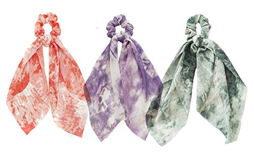 Tie Dye Chiffon Hair Scrunchie Hair Scarf Scrunchies Elastic Hair Ties Ponytail Holder
