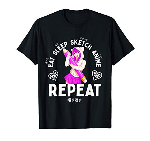 Anime and Sketching Eat Sleep Sketch Anime Repeat Drawing T-Shirt