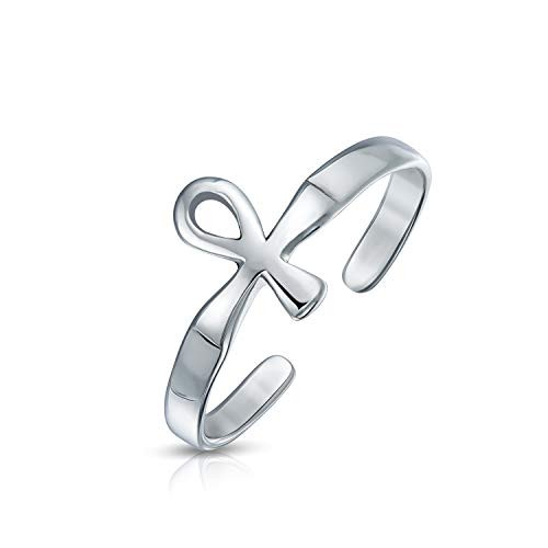 Egyptian Ankh Cross Shape Midi Toe Ring For Women For Teen Polished 925 Silver Sterling Adjustable Egyptian Ankh Cross Shape Midi Toe Ring For Women For Teen Polished 925 Silver Sterling Adjustable