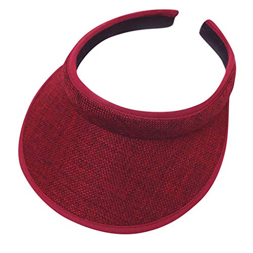 Summer Sun Hats for Women Wide Brim Sun Visors UV Protection Golf Tennis Beach Caps Red