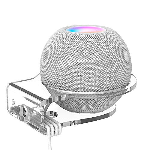 Yuen Wall Shelf Compatible with Homepod Mini Wall Mount Sturdy Acrylic Clear Bracket with Cord Arrangement Space Solutions Speaker Shelf Holder
