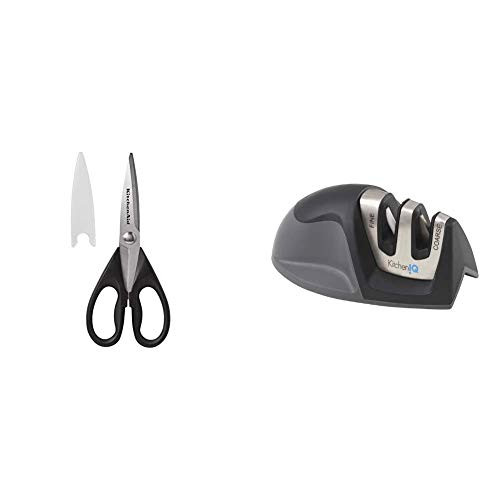 KitchenAid All Purpose Shears- One Size- Black/Black  and  KitchenIQ 50009 Edge Grip 2-Stage Knife Sharpener- Black