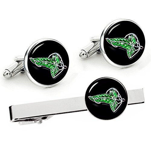 Kooer Elven Leaf Cufflinks Personalized Wedding Cuff Links Tie Clip Jewelry Set -Cufflinks tie Clip Set-