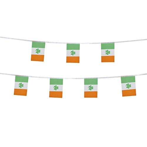 TSMD 100 Feet St Patricks Day Flag Small Mini Ireland Irish Shamrock Clover Flag Banner,Party Decorations for Irish St Patrick' Day Theme Celebration Events