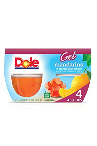 DOLE FRUIT BOWLS Mandarins in Orange Flavored Gel- 4.3 Ounce -4 Cups-