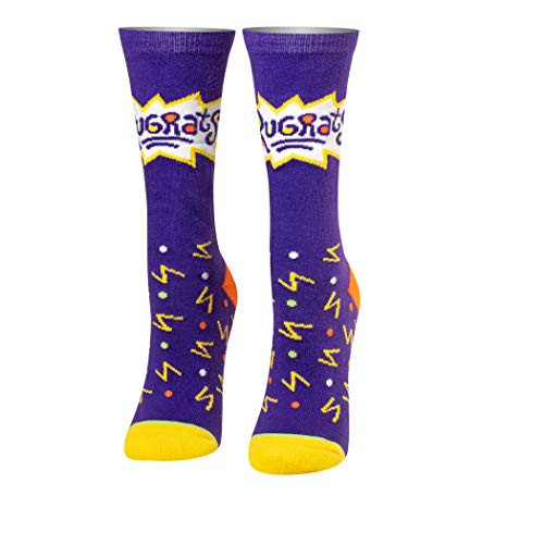 Cool Socks Novelty Crew Socks Women's Nickelodeon Rugrats Confetti- Graphic Print- Large