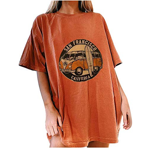 Trendy Shirts Graphic Tee Vintage for Women Summer Casual Blouse Short Sleeve Crewneck T-Shirts Tops Loose Fit