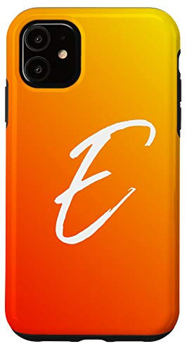 iPhone 11 Orange Sunset Initial E Phone Case Yellow Sunrise Letter E Case