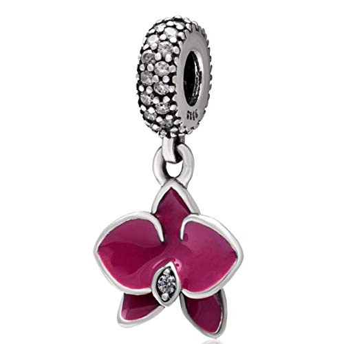 Eternalll Orchid Charms 100 percent 925 Sterling Silver Pink Enamel Flower Dragonfly Love Heart Bead Charms European Bead fit Pandora Bracelets Beads Crystal Jewelry -Orchid Dangle Charm- Eternalll Orchid Charms 100 percent 925 Sterling Silver Pink Enamel Flower Dragonfly Love Heart Bead Charms European Bead fit Pandora Bracelets Beads Crystal Jewelry -Orchid Dangle Charm-