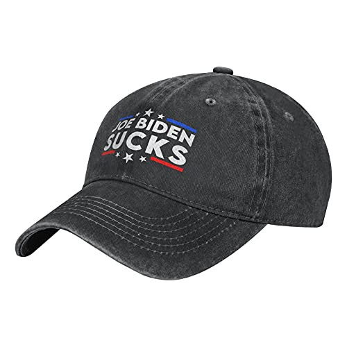 Joe Biden Sucks Funny Anti-Biden Unisex Denim Baseball Cap Retro Washed Adjustable Dad Hats-Black