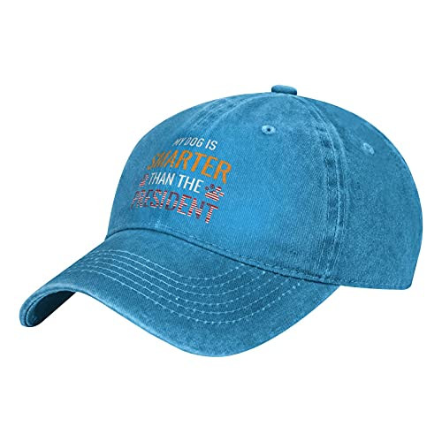 Kritin My Dog is Smarter Than Your President?2? Baseball Caps Adjustable Cowboy Hat Mens Womens Dad Hats Blue
