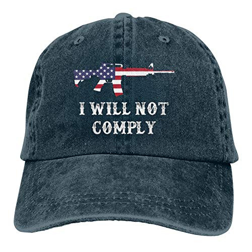 I Will Not Comply Hat Adjustable Baseball Cap Unisex Washable Cotton Trucker Cap Dad Hat-Navy I Will Not Comply Hat Adjustable Baseball Cap Unisex Washable Cotton Trucker Cap Dad Hat-Navy