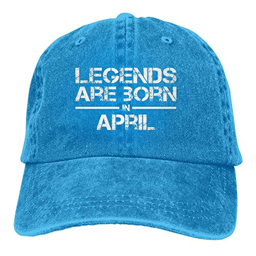Legends are Born in April Birthday Unisex Baseball Cap Adjustable Comfortable Cap Vitage Hat-Blue