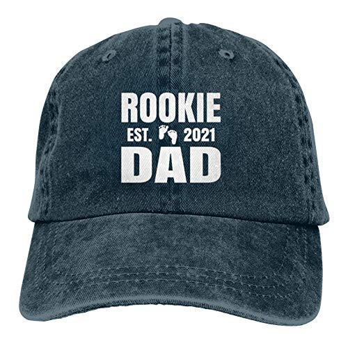 Garitin Rookie Dad Est 2021- New Dad Baseball Caps- Cotton Washed Adult Cowboy Hats- Adjustable Dad Hats Navy