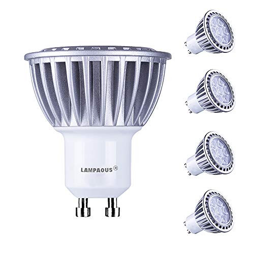 LAMPAOUS GU10 LED Light Bulbs-Indoor LED Bulb-70W Halogen 2 Pin Equivalent-GU10 Base Spot Lights-mr16 Shape Recessed Track Light Bulb-Non-Dimmable-7W- 560lm- 3000k Warm White-60 Beam Angle-4pcs