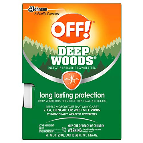 OFF Deep Woods Mosquito and Insect Repellent Wipes- Long Lasting- 12 Individually Wrapped Wipes -2-