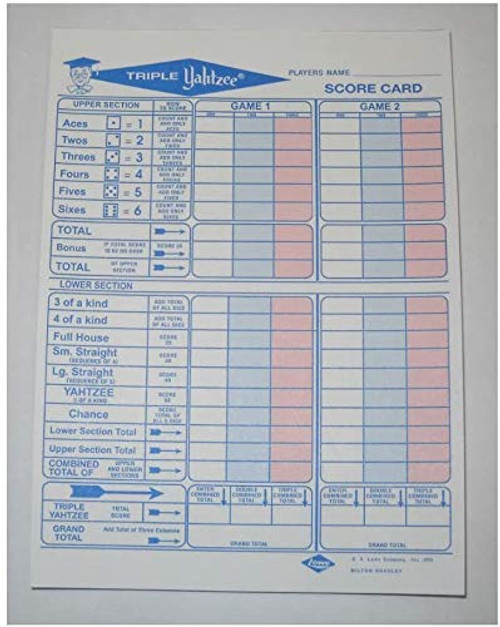 50 Score Sheets Cards for Triplle Yahtsee Game- Game Score Pads- Score Sheets- Bulk Classic Pad for Board Family Game- 50 Score Pads for Triplle Yahtsee