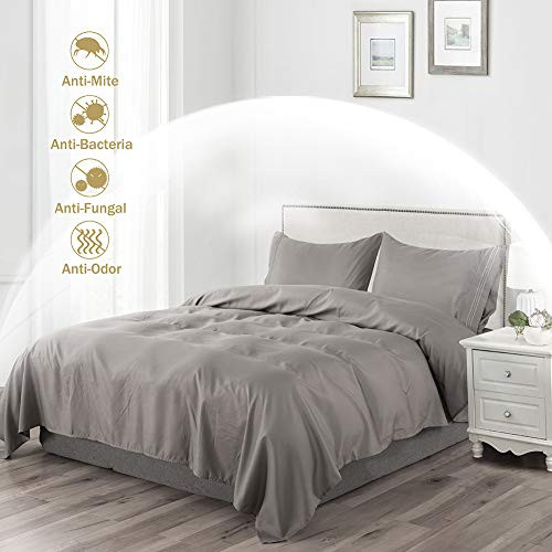 Bed Sheet Set - Brushed Microfiber 1800 Deep Pocket Bedding Set- Wrinkle- Fade- Stain Resistant - Hypoallergenic - 4 Piece -Grey- King-