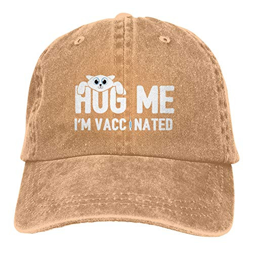 Hug Me I'm Vaccinated Funny Cat Hat Dad Hat Baseball Cap Vintage Adjustable Unisex Baseball Hat-Natural Hug Me I'm Vaccinated Funny Cat Hat Dad Hat Baseball Cap Vintage Adjustable Unisex Baseball Hat-Natural