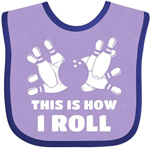 Inktastic How I Roll Bowling Baby Bib Lavender and Purple