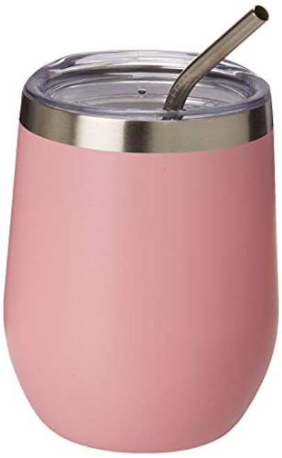 Rosato Bay Insulated Wine Tumbler- with Lid and Straw-12 oz Stainless Steel Tumbler-Unbreakable Coffee Cup Mug-Stemless Wine Glass for Cocktails, Birthday Gift, Bride, Bachelorette Party-Pink Rosato Bay Insulated Wine Tumbler- with Lid and Straw-12 oz Stainless Steel Tumbler-Unbreakable Coffee Cup Mug-Stemless Wine Glass for Cocktails, Birthday Gift, Bride, Bachelorette Party-Pink