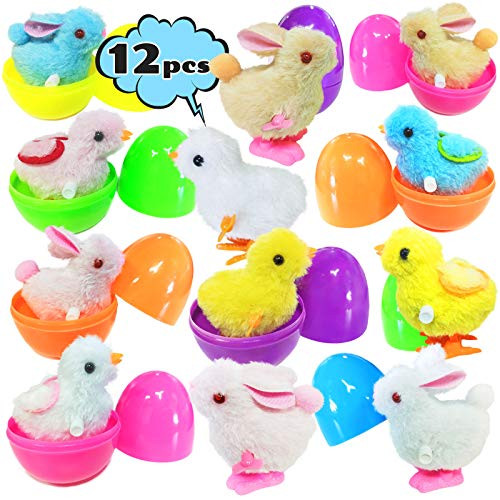 12 Pack Filled Easter Eggs with Wind-Up Toys Prefilled Wind-Up Bunnies and Chicken Toys Easter Eggs for Easter Basket Stuffers Plush Chicken Jumping Toys for Kids Egg Hunt Party Favors Birthday Gift 12 Pack Filled Easter Eggs with Wind-Up Toys Prefilled Wind-Up Bunnies and Chicken Toys Easter Eggs for Easter Basket Stuffers Plush Chicken Jumping Toys for Kids Egg Hunt Party Favors Birthday Gift