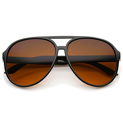 Retro Large Blue Blocking Lens Aviator Sunglasses 60mm -Black/Orange Gradient-