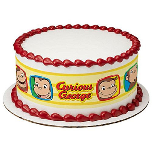 Whimsical Practicality Curious George Funny Faces Edible Icing Image Cake Border Strips