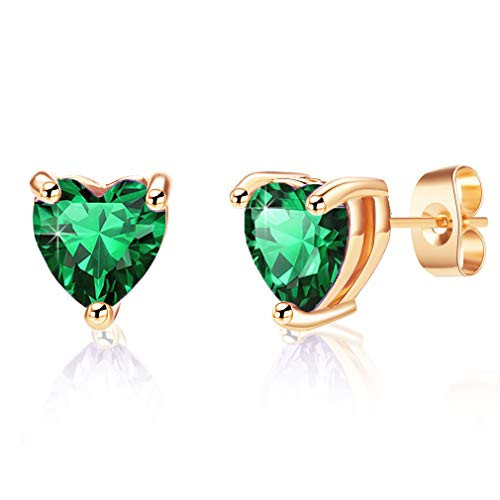 Heart Swarovski Crystal Stud Earrings for Women Fashion 925 Sterling Silver Hypoallergenic Jewelry -Green- Heart Swarovski Crystal Stud Earrings for Women Fashion 925 Sterling Silver Hypoallergenic Jewelry -Green-