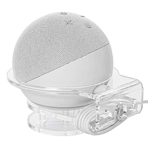 Echo Dot 4 Wall Mount Holder-2 in 1 Acrylic Table Stand Holder with Cable Management for Echo Dot 4th Generation-Echo Dot 4th Generation Kids Edition-Google Home Mini-Clear-