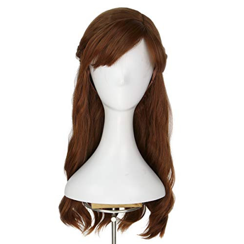 Yan Dream Girl's Princess Braided Wig Reddish Brown Long Wavy Halloween Cosplay Costume Wig