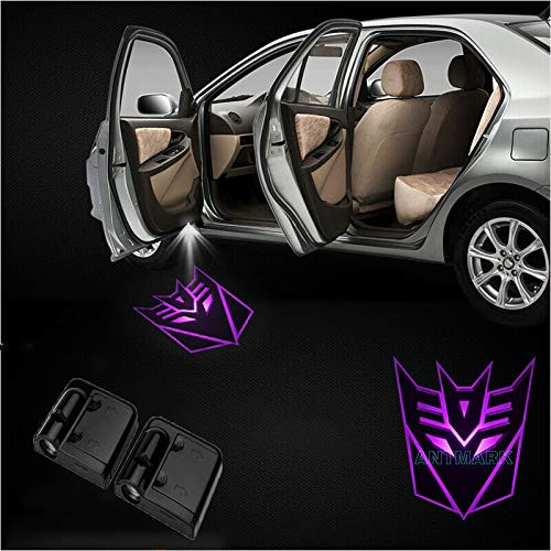 2Pcs for Car Door Logo Projector Lights?LED Ghost Shadow Emblems Wireless Door Logo Shadow Ghost Lights For -Purple Transformers Decepticon-
