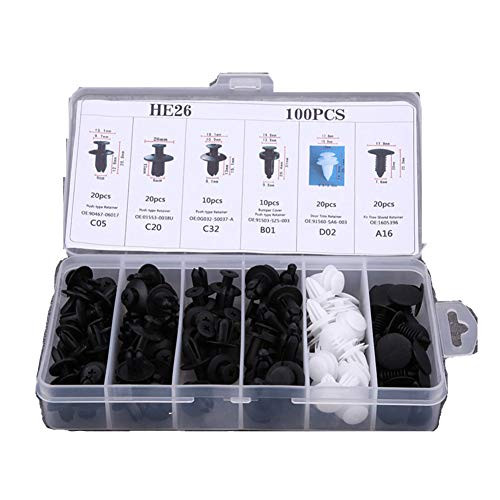 KIMISS 100pcs 6 Sizes Assorted Car Body Push Pin Rivet Trim Clip Panel Push Retainer