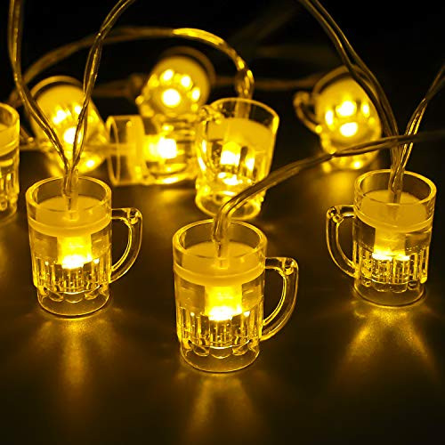 St. Patricks Day String Light 10ft 20 LEDs Beer Mug Decorative String Lights Battery Operated for Saint Patricks Day- Wedding- Party- Club- Home- Garden- Bedroom- Outdoor and Indoor Decoration