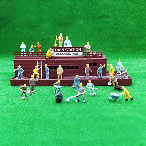 Hiawbon 30 pcs 1-50 Diorama Model Railway HO Scale Worker Figurines Miniature People Figures Architecture Train People Sand Table Layout Kit