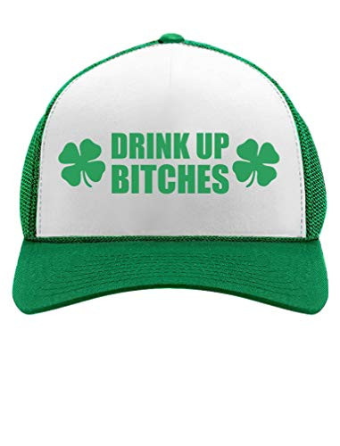 St Patricks Day Hat Funny Saint Pattys Day Hat Irish Clover Trucker Cap One Size Green/White