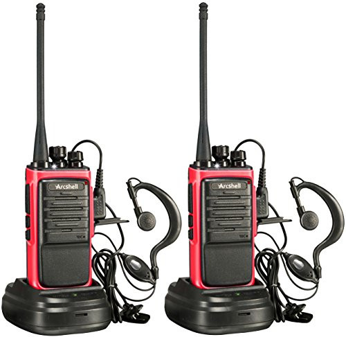 Arcshell Rechargeable Long Range Two-Way Radios with Earpiece 2 Pack Walkie Talkies UHF 400-470Mhz Li-ion Battery and Charger Included