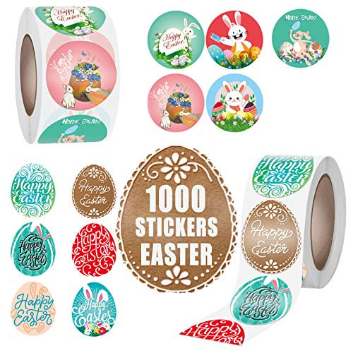 Easter Stickers for Kids 1000 Easter Bunny Stickers Easter Egg Stickers Theme Easter Stickers Roll Easter Card Decor Easter Party Favor Easter Toys for Kids Easter Decorations for The Home Egg Decor