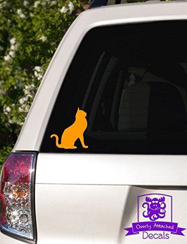 Overly Attached Decals Kitty Cat Vinyl Decal for Car Truck Glass Window Laptop Electronics - 8inch Orange