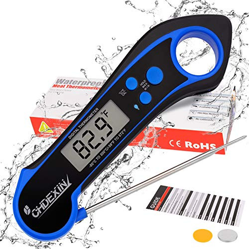 CHDEXIN Instant Read Meat Thermometer- Food Thermometers for Cooking and Grill Kitchen Thermometer Waterproof for BBQ- Coffee- Digital Meat Thermometer Wireless Food Thermometers-Black Blue-