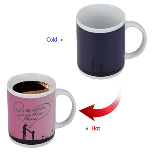Mother Gifts - Heat Sensitive Mug Color Changing Coffee Mug Funny Coffee Cup,Novelty Ceramic Heat Sensitive Mug With Funny Warm (MOM 01, 11oz)