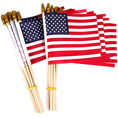 25 Pack Small American Flags on Stick 5x8 Inch/ Mini American US Flags/ American Hand Held Stick Flags Spear Top -5x8 Inch-25 pack- 25 Pack Small American Flags on Stick 5x8 Inch/ Mini American US Flags/ American Hand Held Stick Flags Spear Top -5x8 Inch-25 pack-