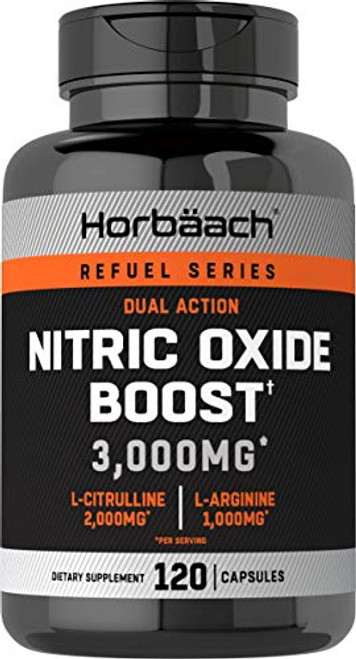 Nitric Oxide Booster 3000mg | 120 Capsules | Nitric Oxide Pills with L Arginine and L Citrulline for Men and Women| Non-GMO- Gluten Free Pre Workout Supplement | by Horbaach