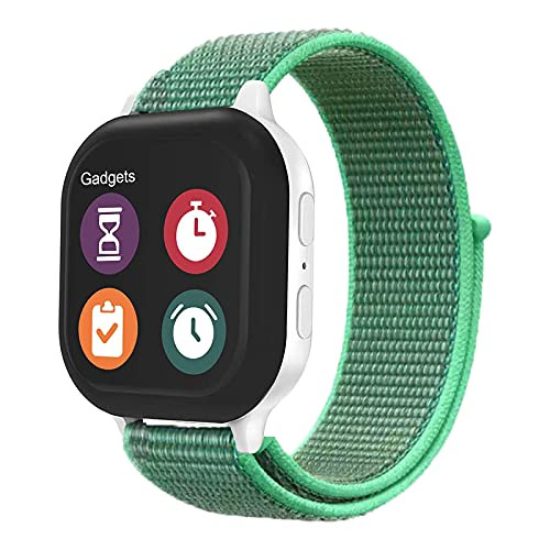 Kuaguozhe Nylon Kids Band Replacement Compatible for Gizmo Watch- Hook  and  Loop Watch Bands Special Designed for Kids- Compatible with Verizon Gizmo Watch 2/1- Spcarmint Green