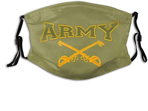American Flag Us Army-Face Mask Washable Reusable- Balaclava with Filters- for Men Women Adult Teens-Army - Cavalry Branch 4-1 PCS