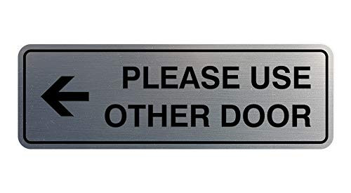Signs ByLITA Standard Please Use Other Door Left Arrow Sign-Brushed Silver- - Large